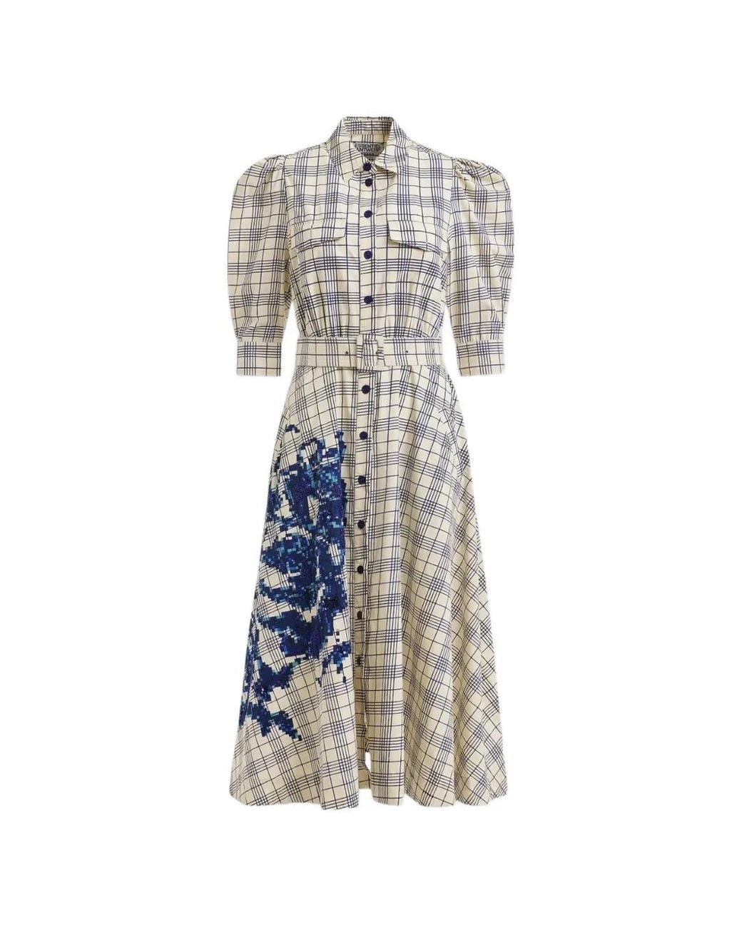 Essentiel Antwerp White Check-Print Sequin-Embellished Maxi Dress
