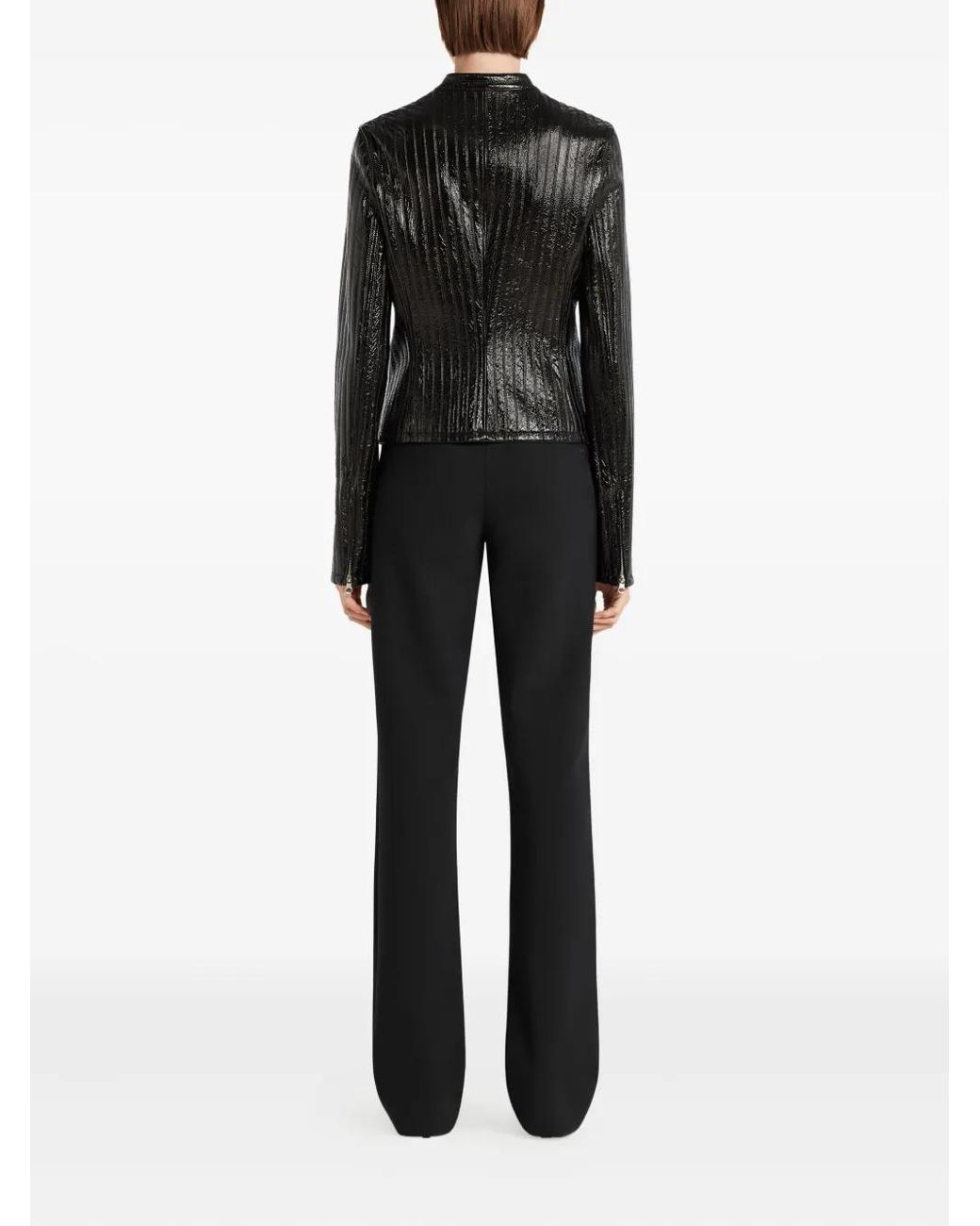 Courreges Black Ribbed Leather Jacket