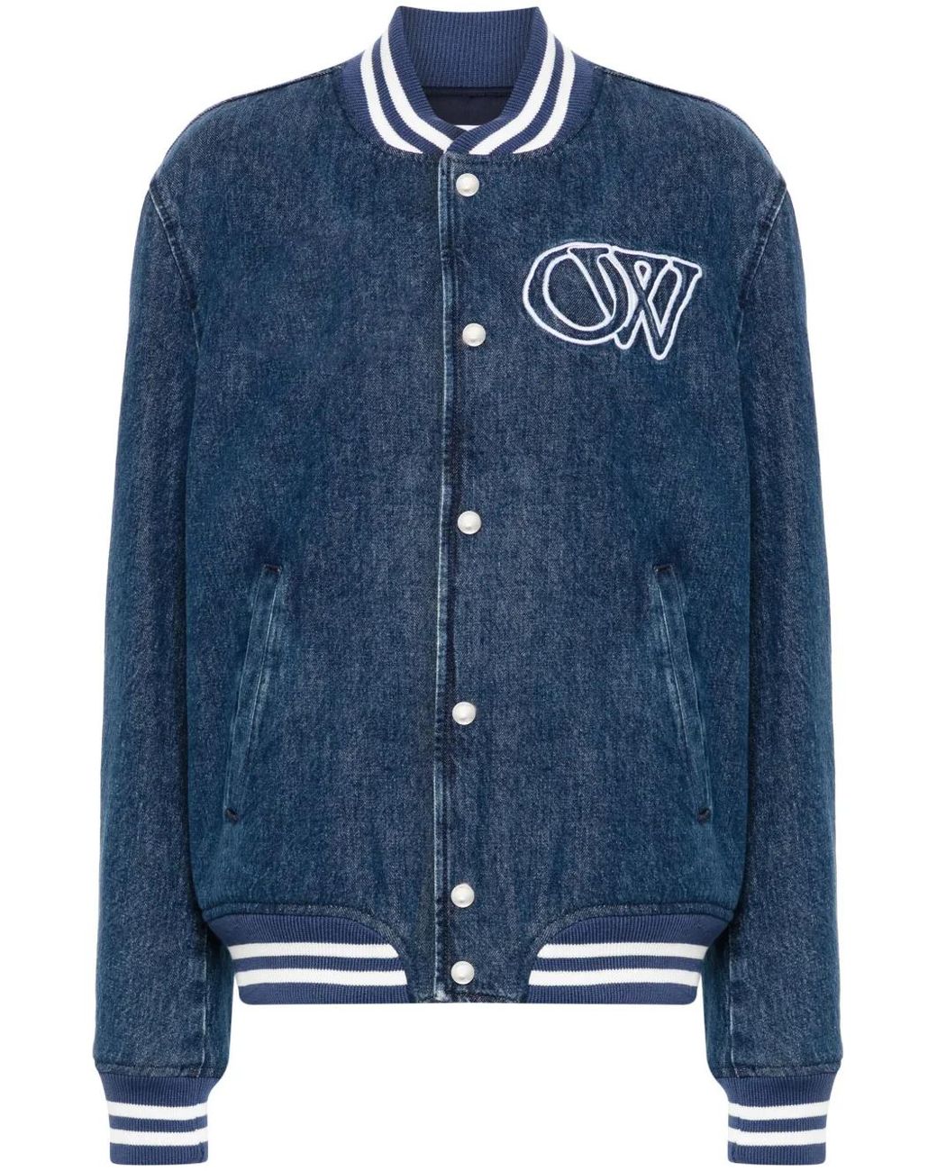Off-White c/o Virgil Abloh Blue Off- Logo-Embroidered Jacket