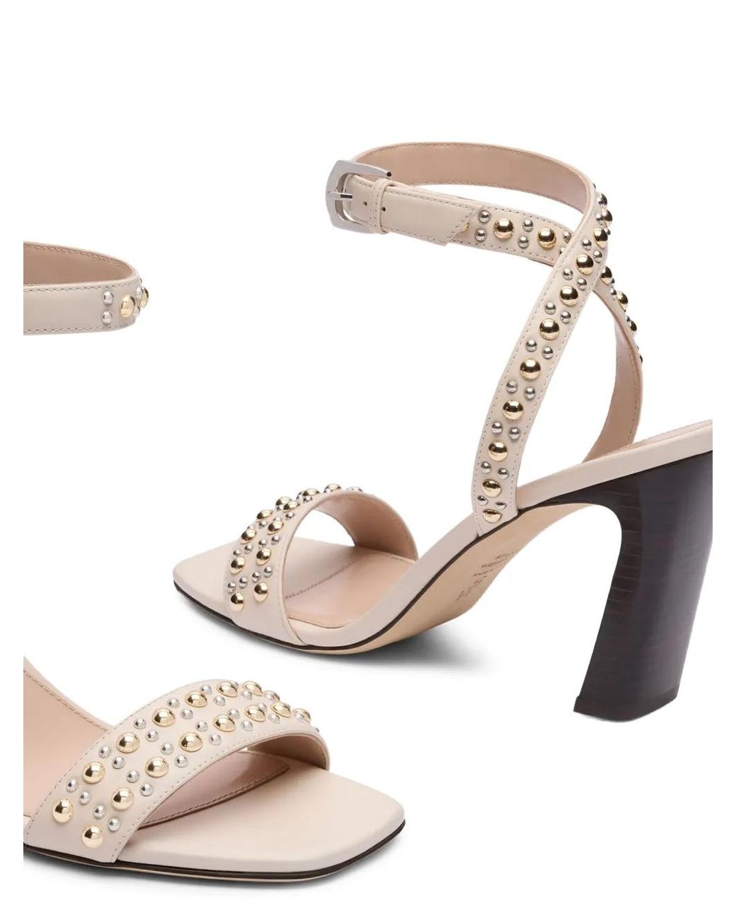 Stuart Weitzman White Perry Stud-Embellished Heeled Sandals