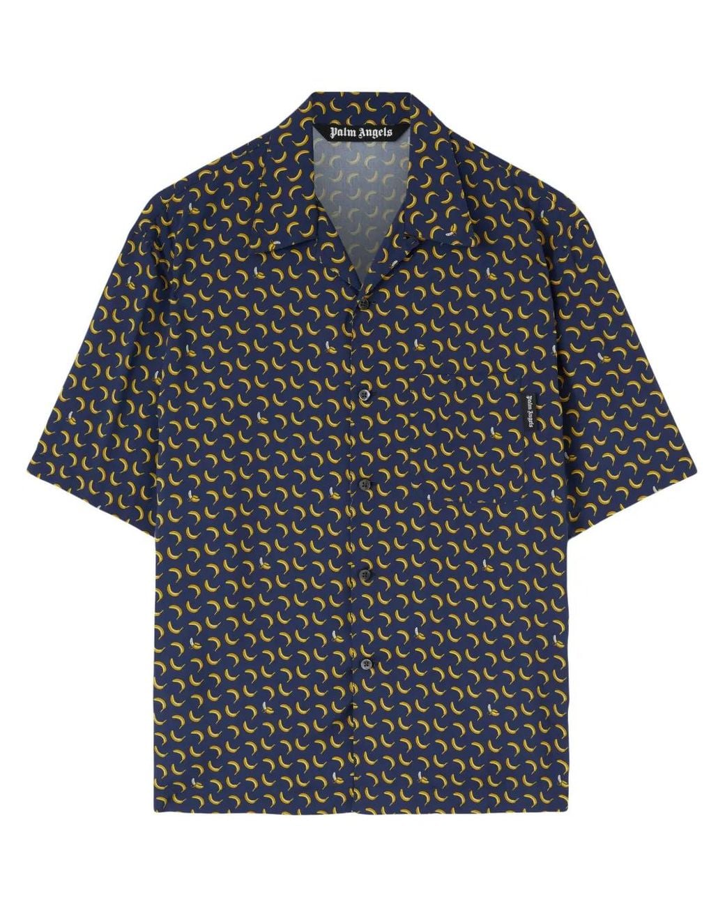 Palm Angels Blue Banana-print Shirt for men