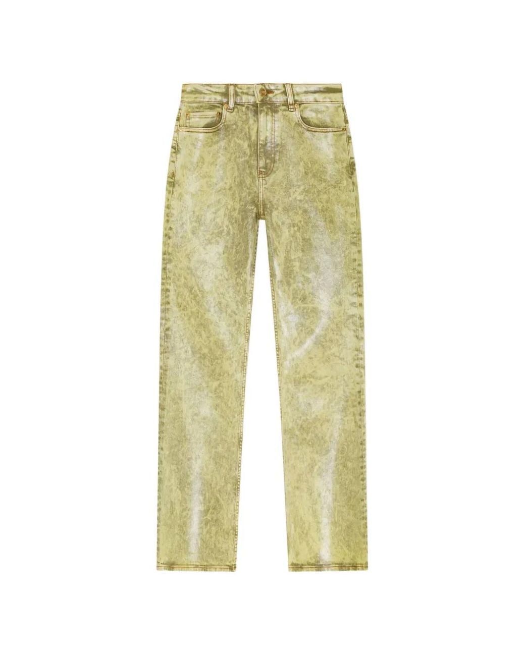 Ganni Yellow Foil Flared Jeans