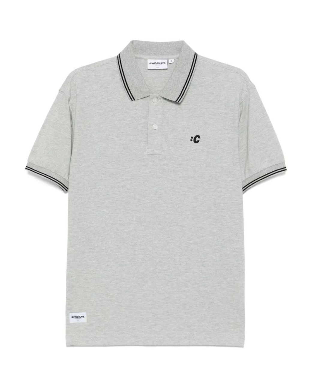 Chocoolate Gray Logo-Embroidered Polo Shirt for men