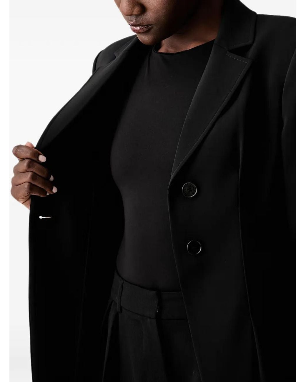 Patrizia Pepe Black Fly-Detail Button-Up Blazer