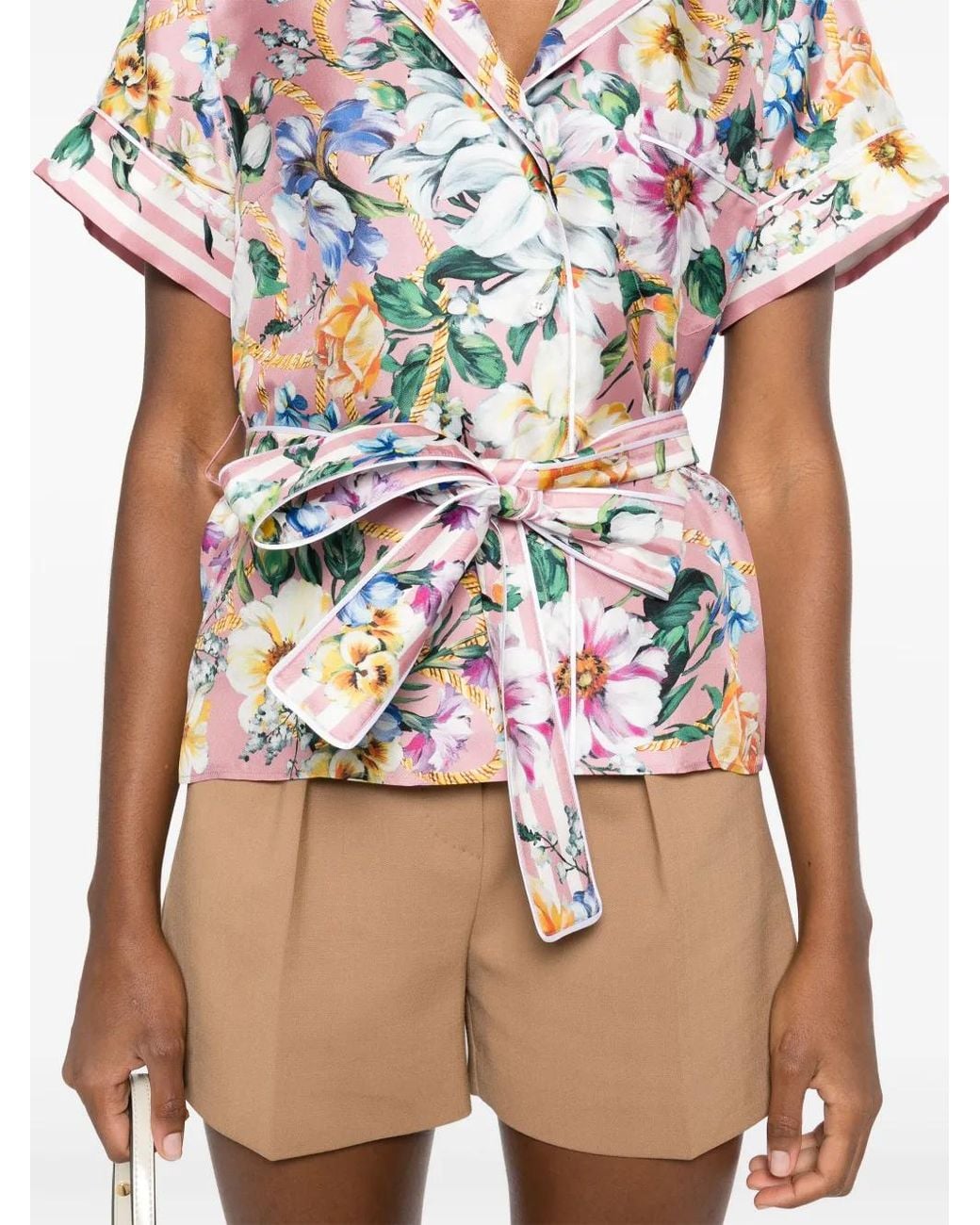 Dolce & Gabbana White Mc Shirt Flower Print Belt
