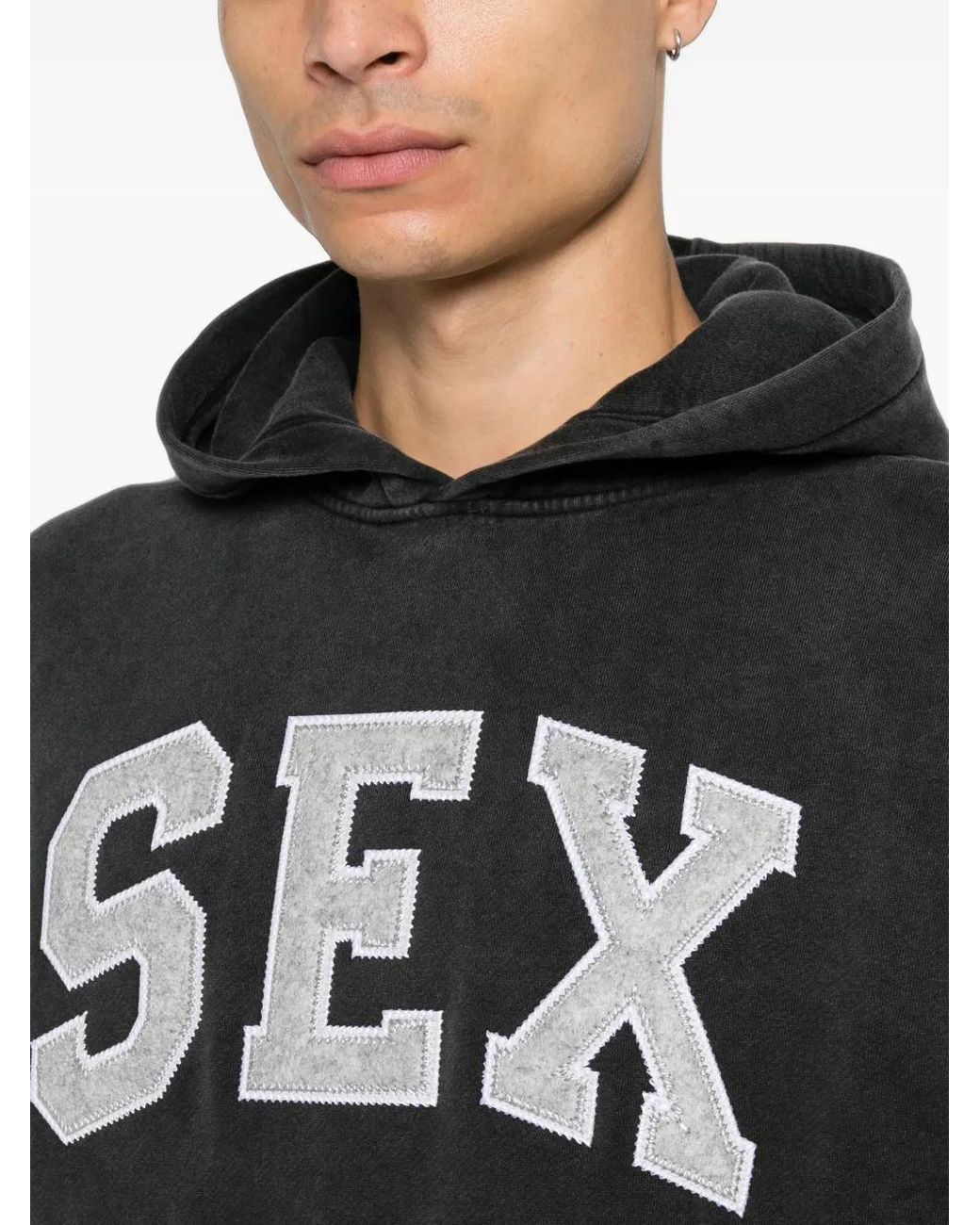 Carne Bollente Black The Sex Faded-Effect Hoodie