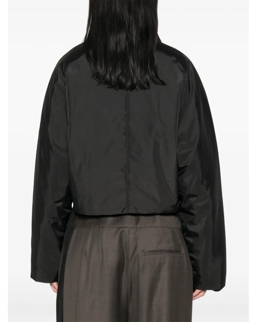 Lutz Huelle Black Bow-Detail Cropped Jacket