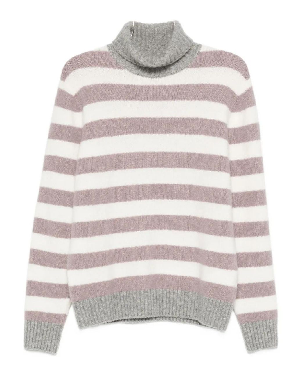 Eleventy Gray Turtleneck Striped Sweater for men
