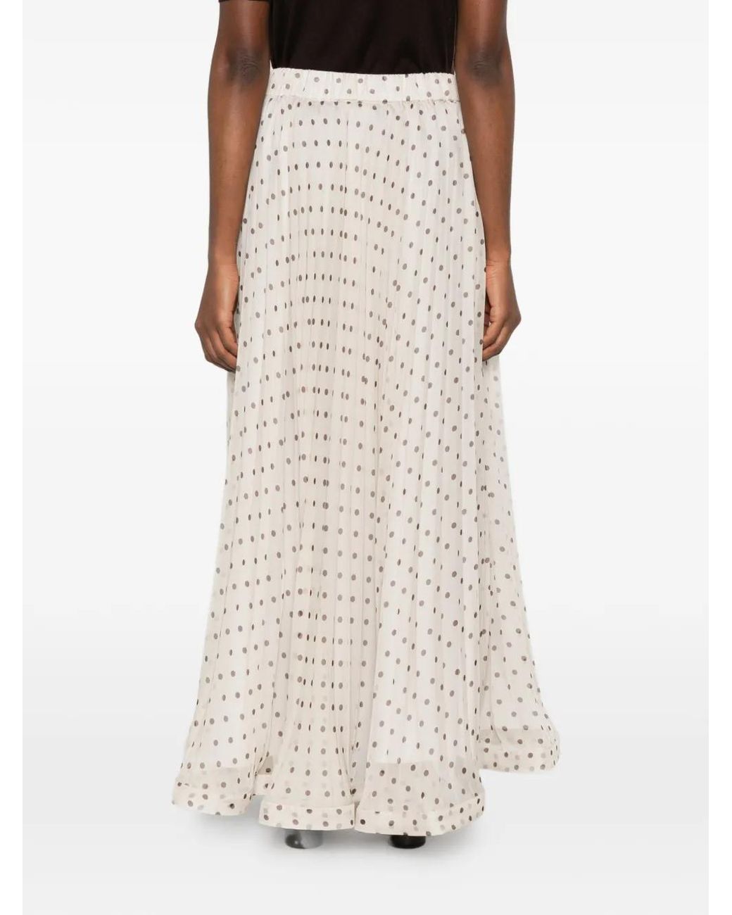 P.A.R.O.S.H. White Polka-Dot Pleated Maxi Skirt