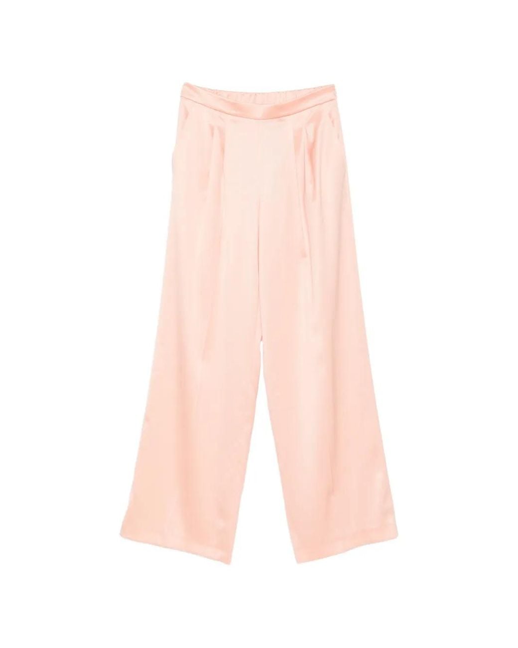 Twinset Satijnen Broek Met Wijde Pijpen in het Pink