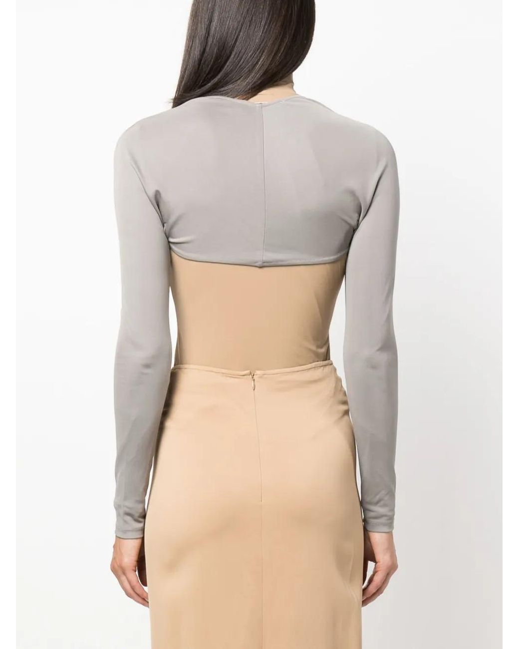 Christopher Esber Gray Long-Sleeve Cropped Top