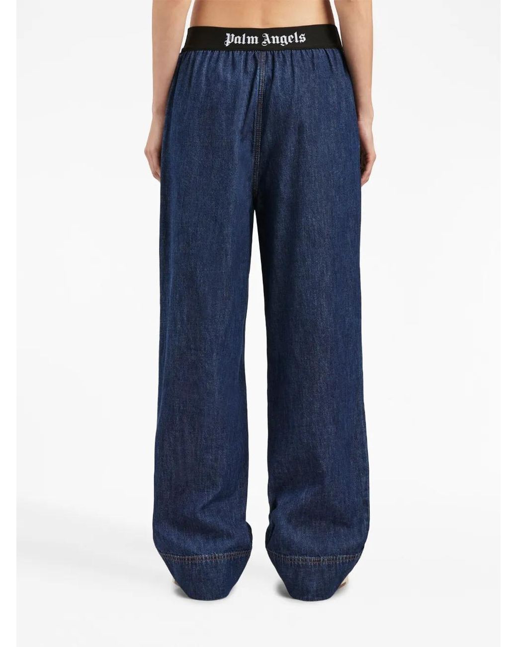 Palm Angels Blue Logo-Tape Denim Pajama Bottoms