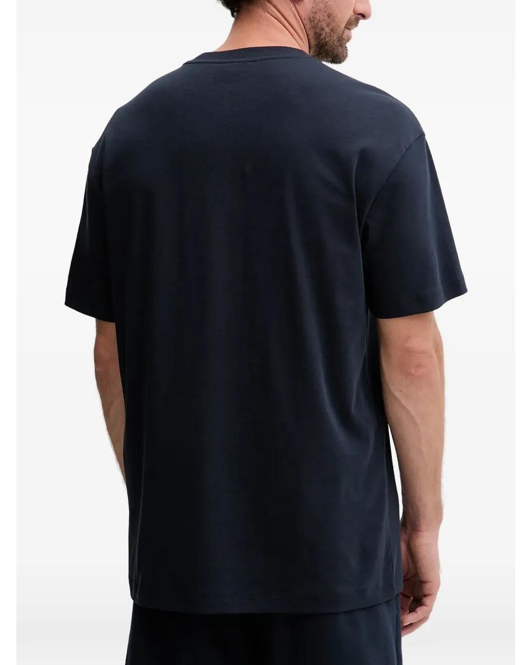 EA7 Blue Graphic-Print Cotton T-Shirt for men