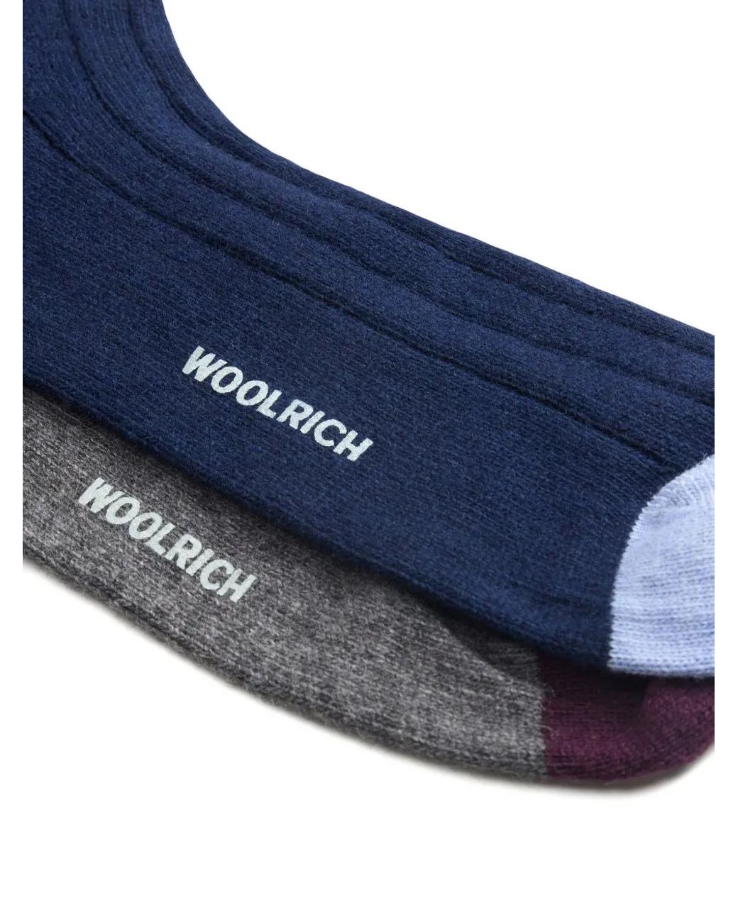 Woolrich Blue Ribbed Wool Socks (Pack Of Two) for men