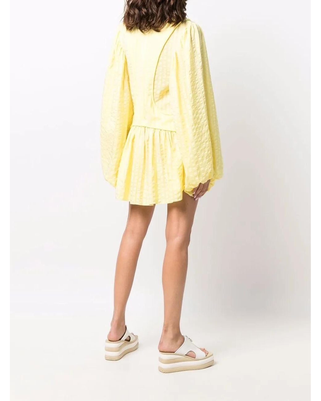 Stella McCartney Yellow Mesh-Panel Shift Dress