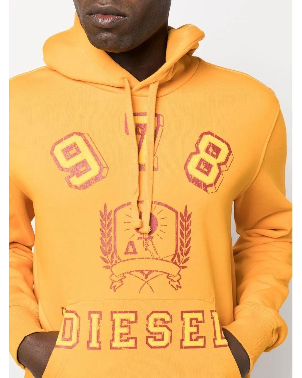 DIESEL Yellow Logo-Print Pullover Hoodie for men