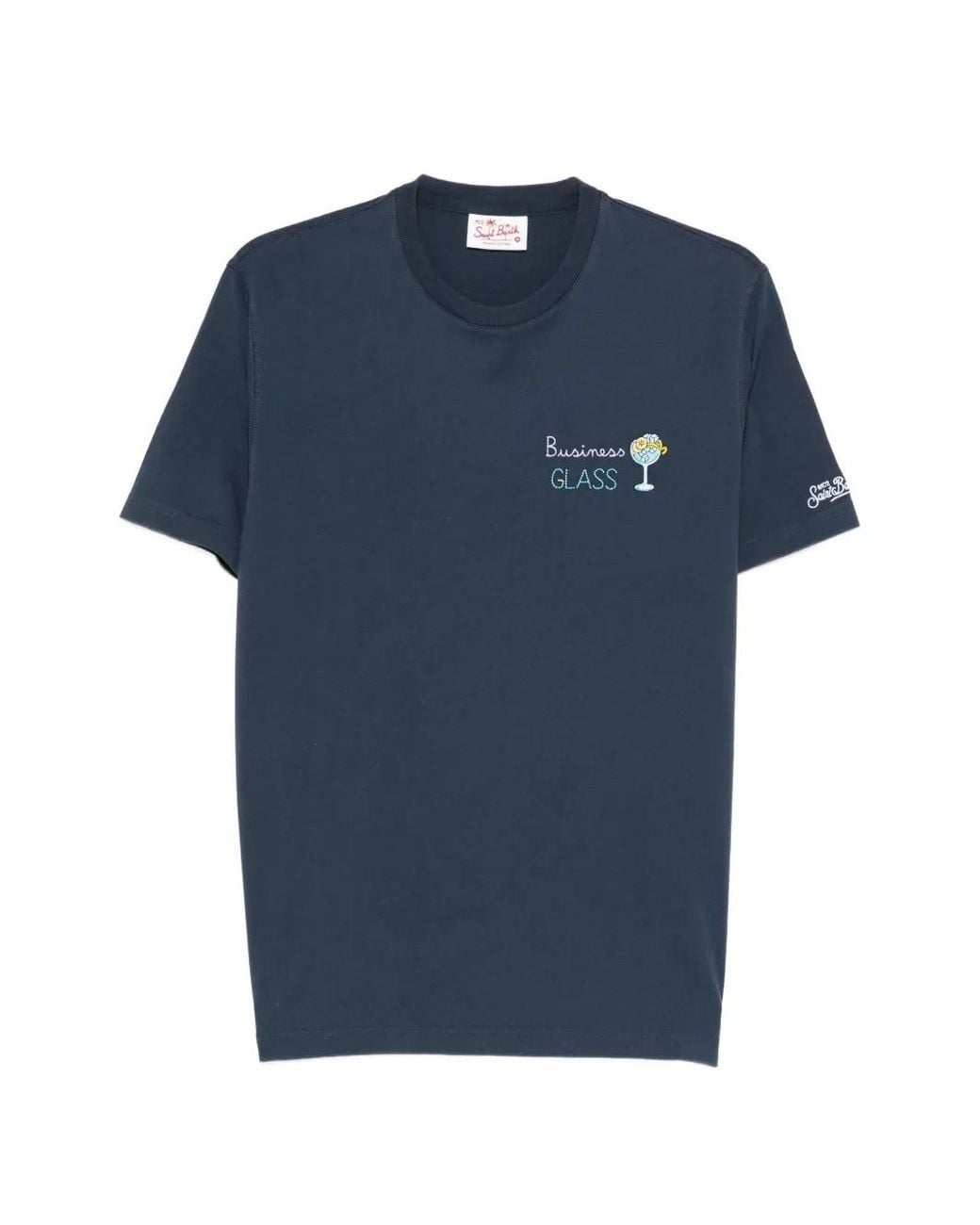 Mc2 Saint Barth Blue Embroidery T-Shirt for men