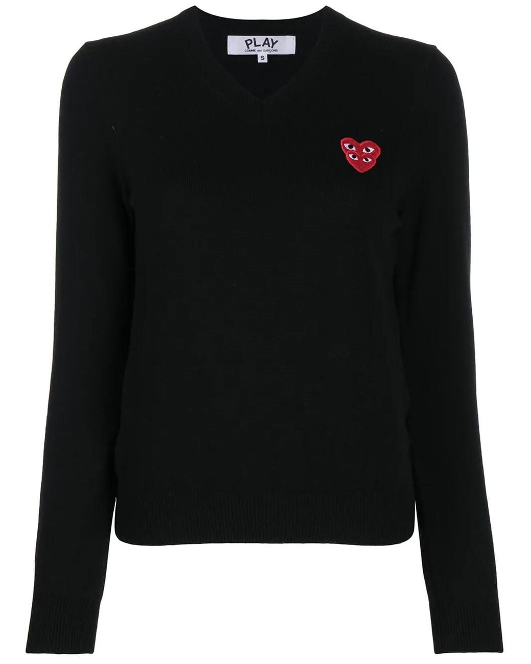 COMME DES GARÇONS PLAY Black V-Neck Overlapping Heart Top