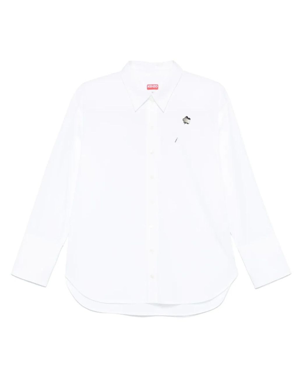 KENZO White Floral-Detail Shirt
