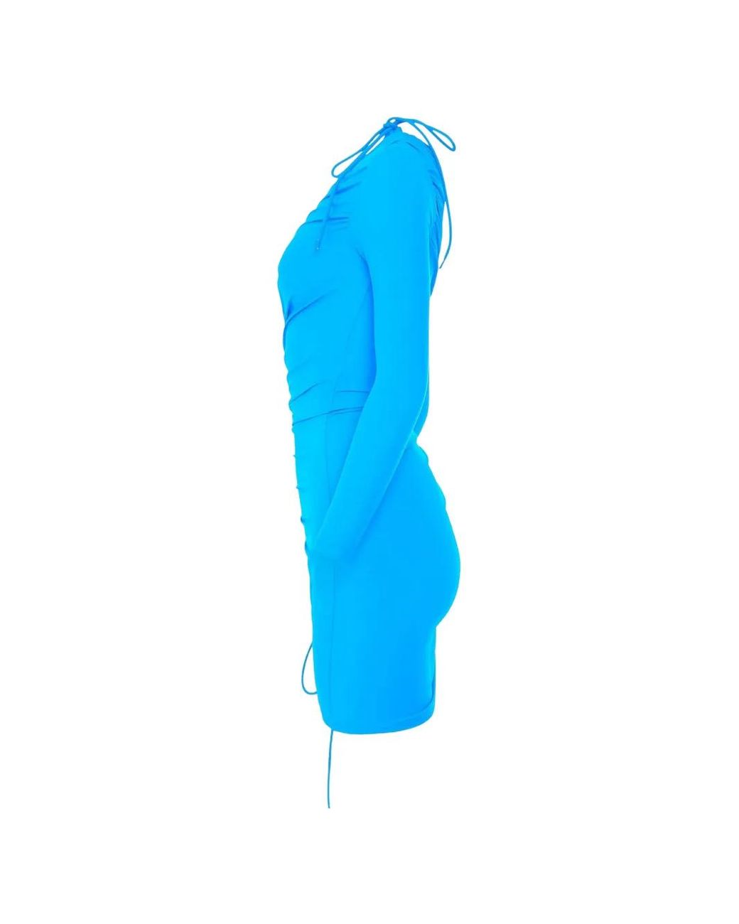 Balenciaga Blue Gathered Drawstring Dress