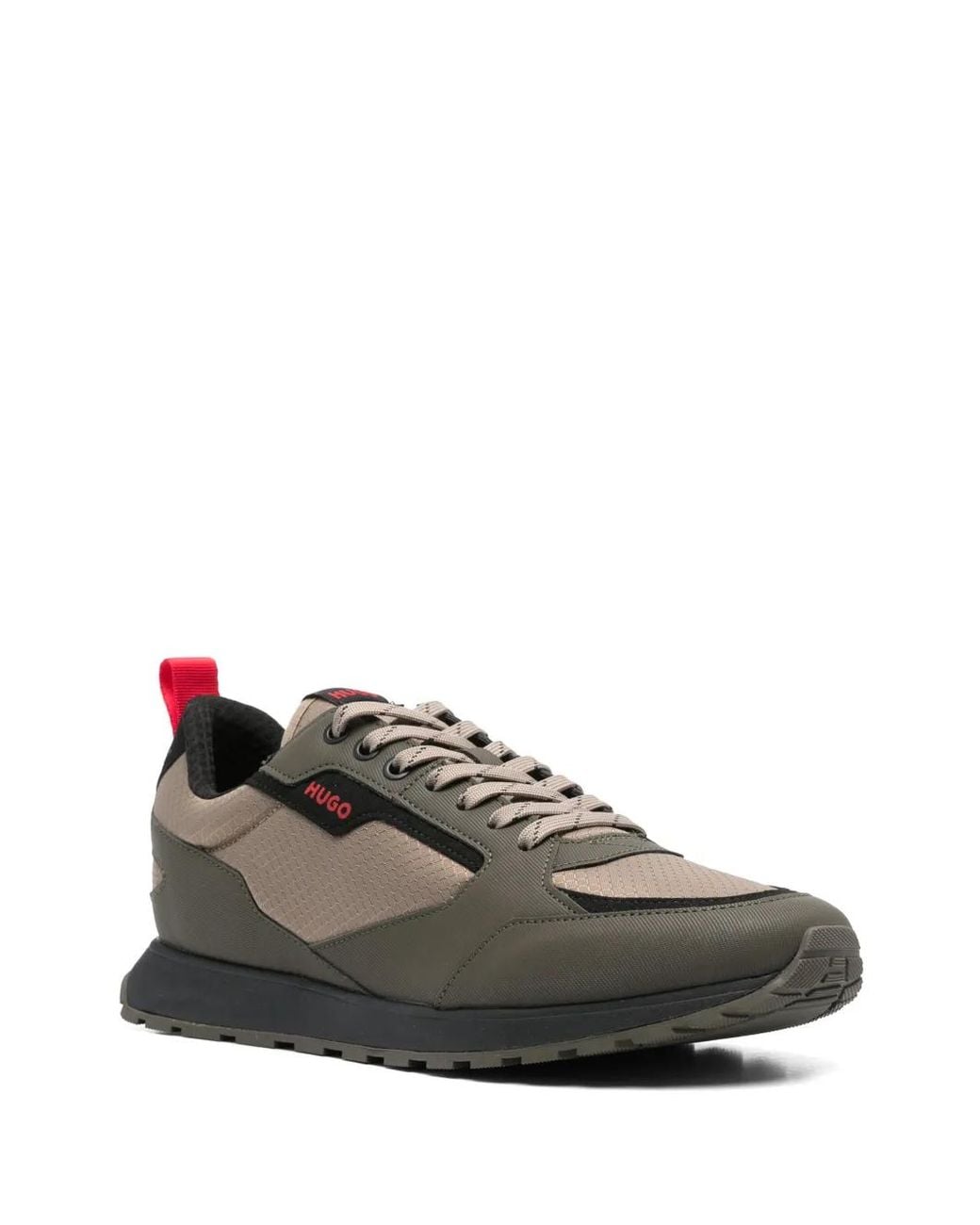 HUGO Brown Ripstop-Panelling Sneakers for men