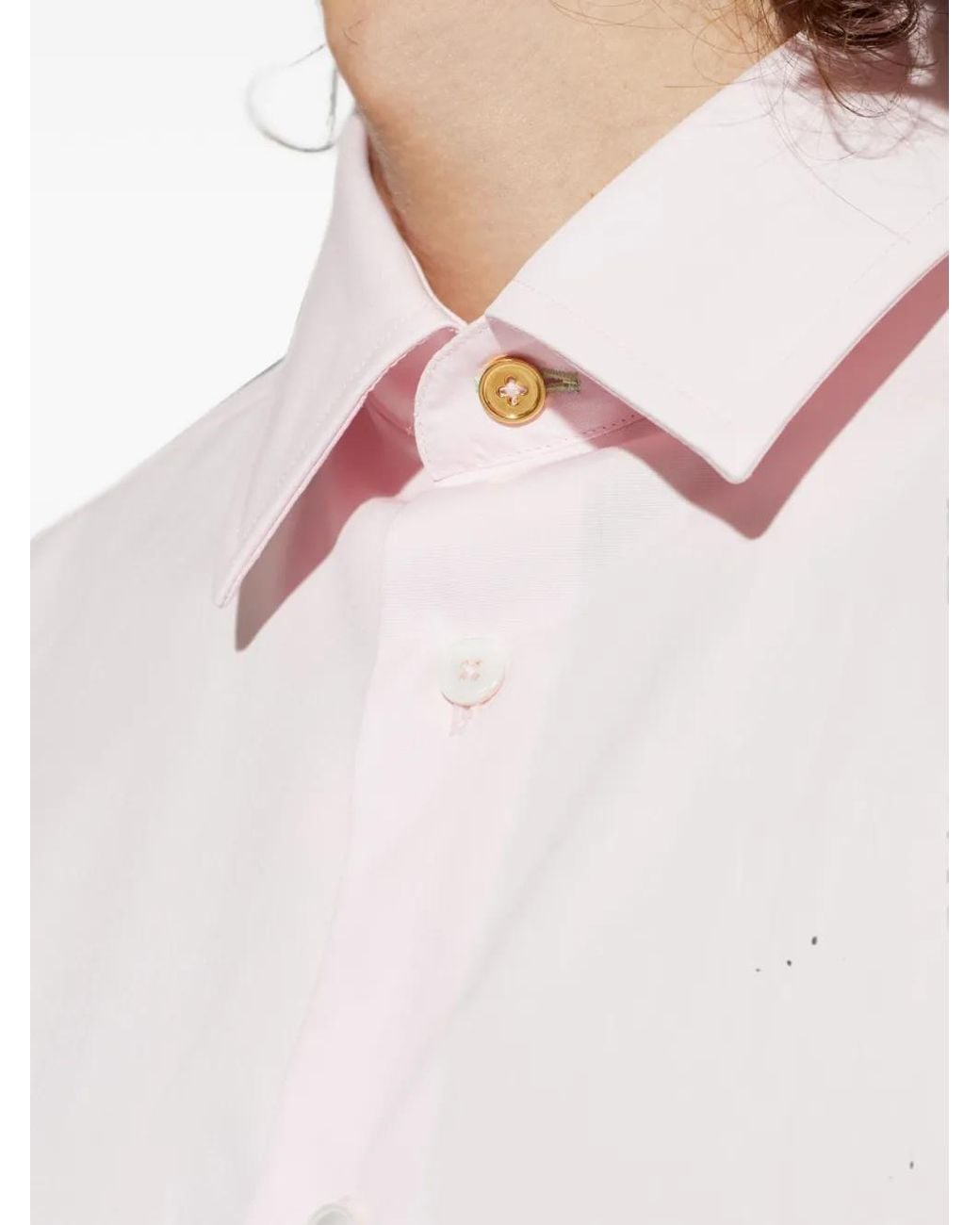 Paul Smith White Contrast-Trimmed Long-Sleeved Shirt for men