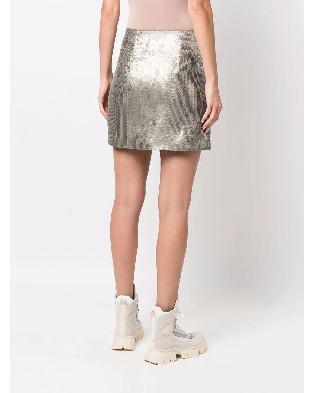 Brunello Cucinelli Gray Sequin-Embellished Mini Skirt