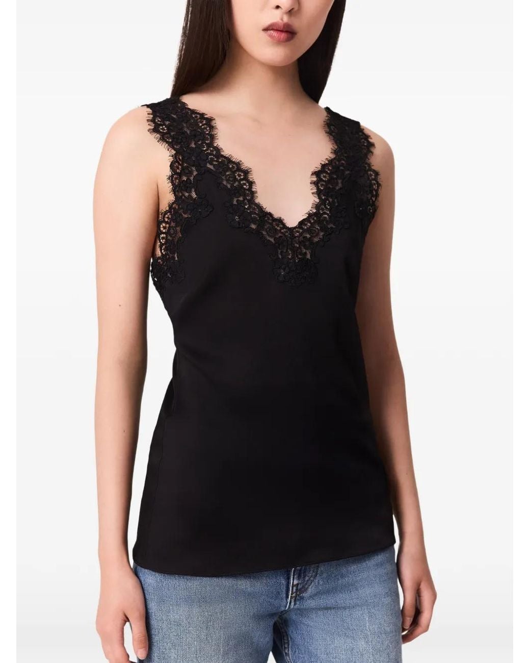 Stella McCartney Blue Lace-Trim V-Neck Top