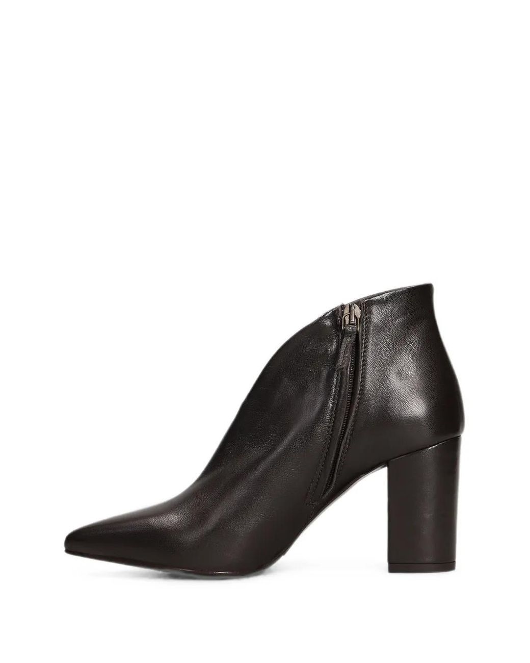The Seller Black Pointed-Toe V-Cut Leather Ankle Boots