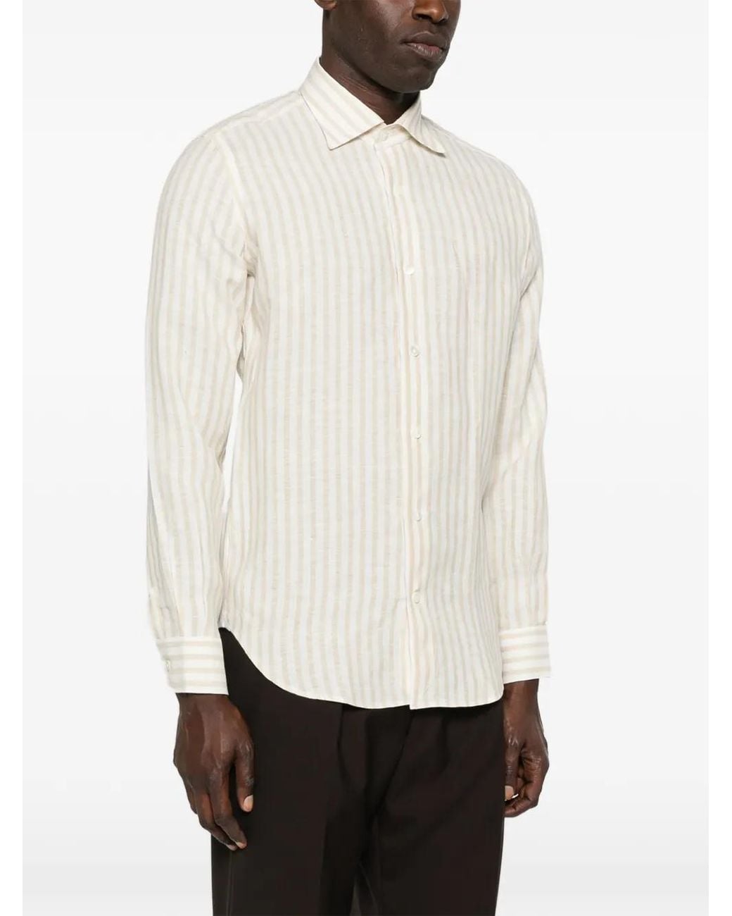 Eleventy White Striped-Pattern Shirt for men