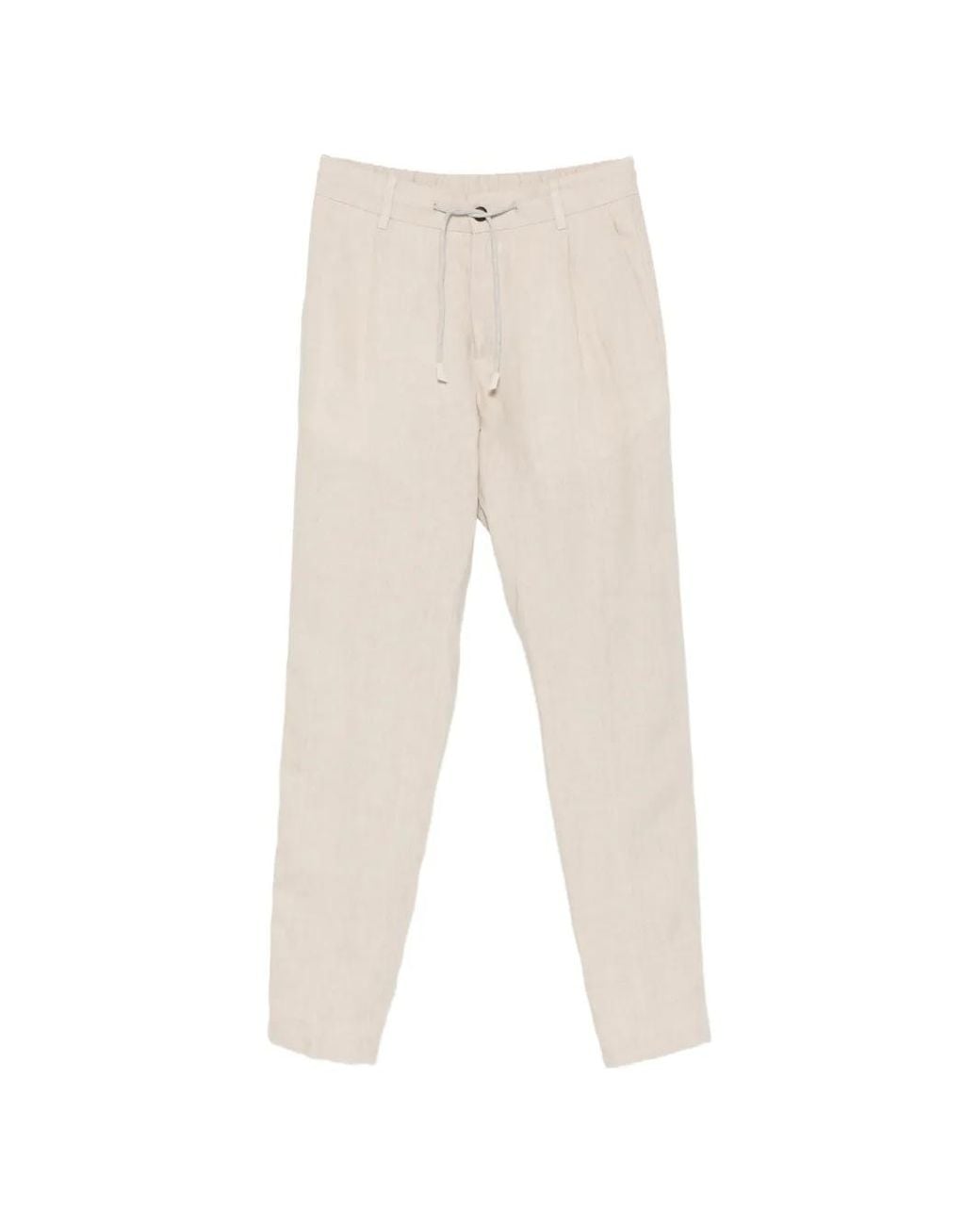 Eleventy White Drawstring Pleated Trousers for men