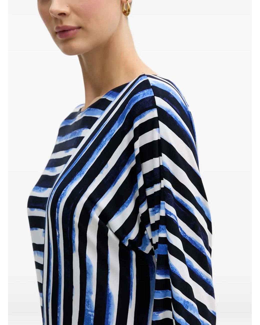 Joseph Ribkoff Blue Striped Midi Dress