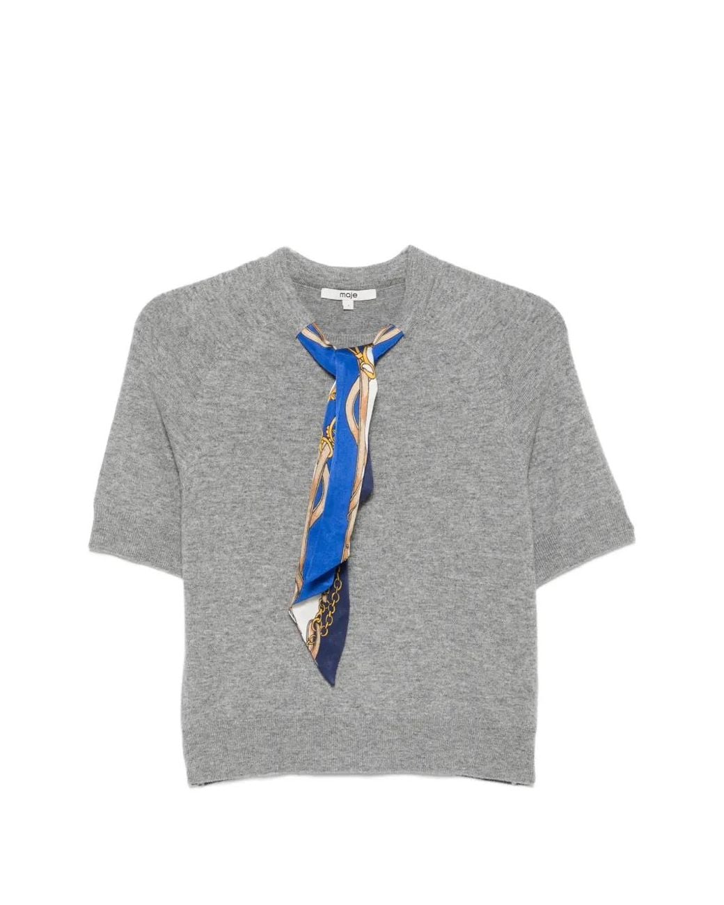 Maje Blue Pull À Manches Courtes