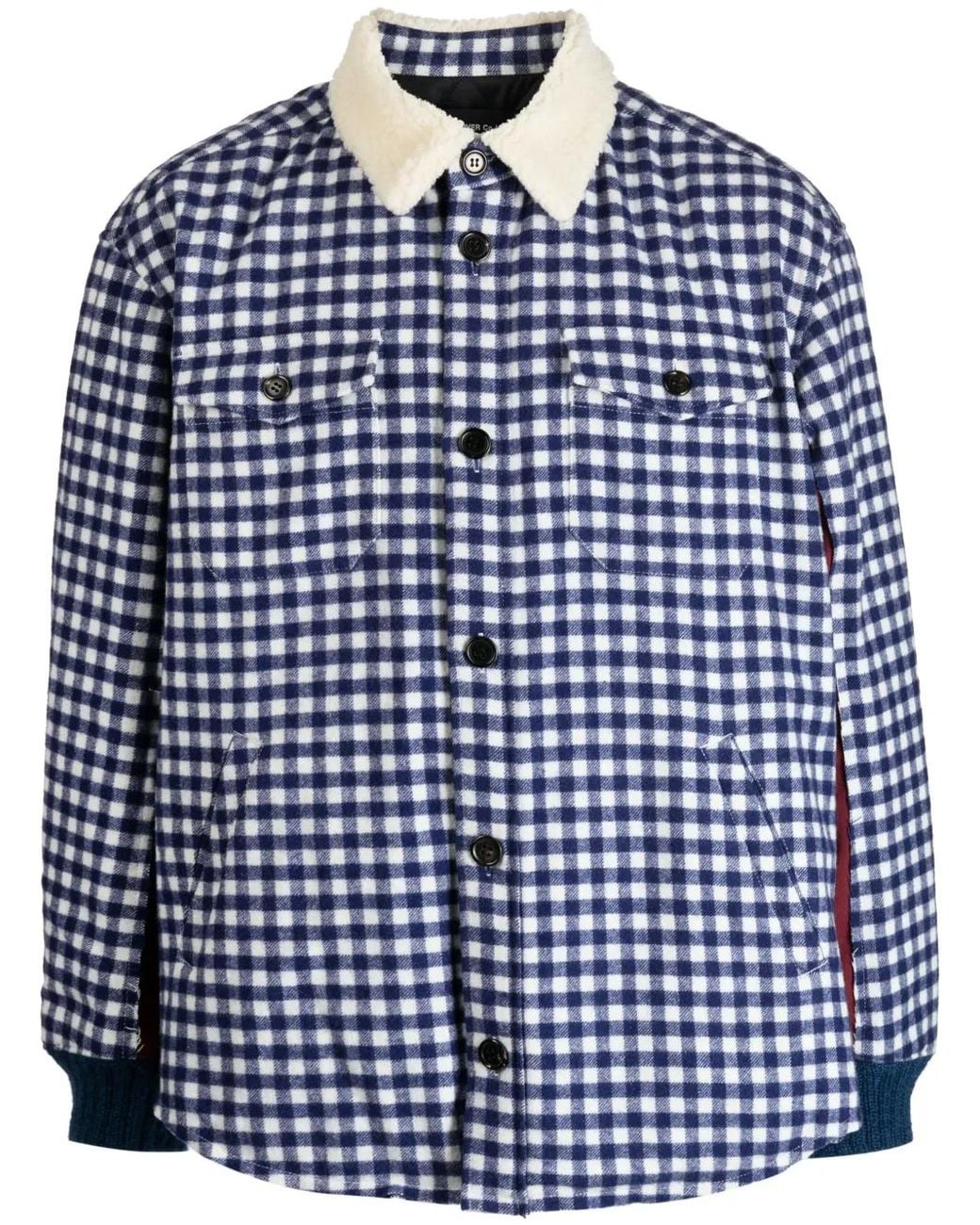 Undercover Blue Gingham-Check Flannel Shirt Jacket for men