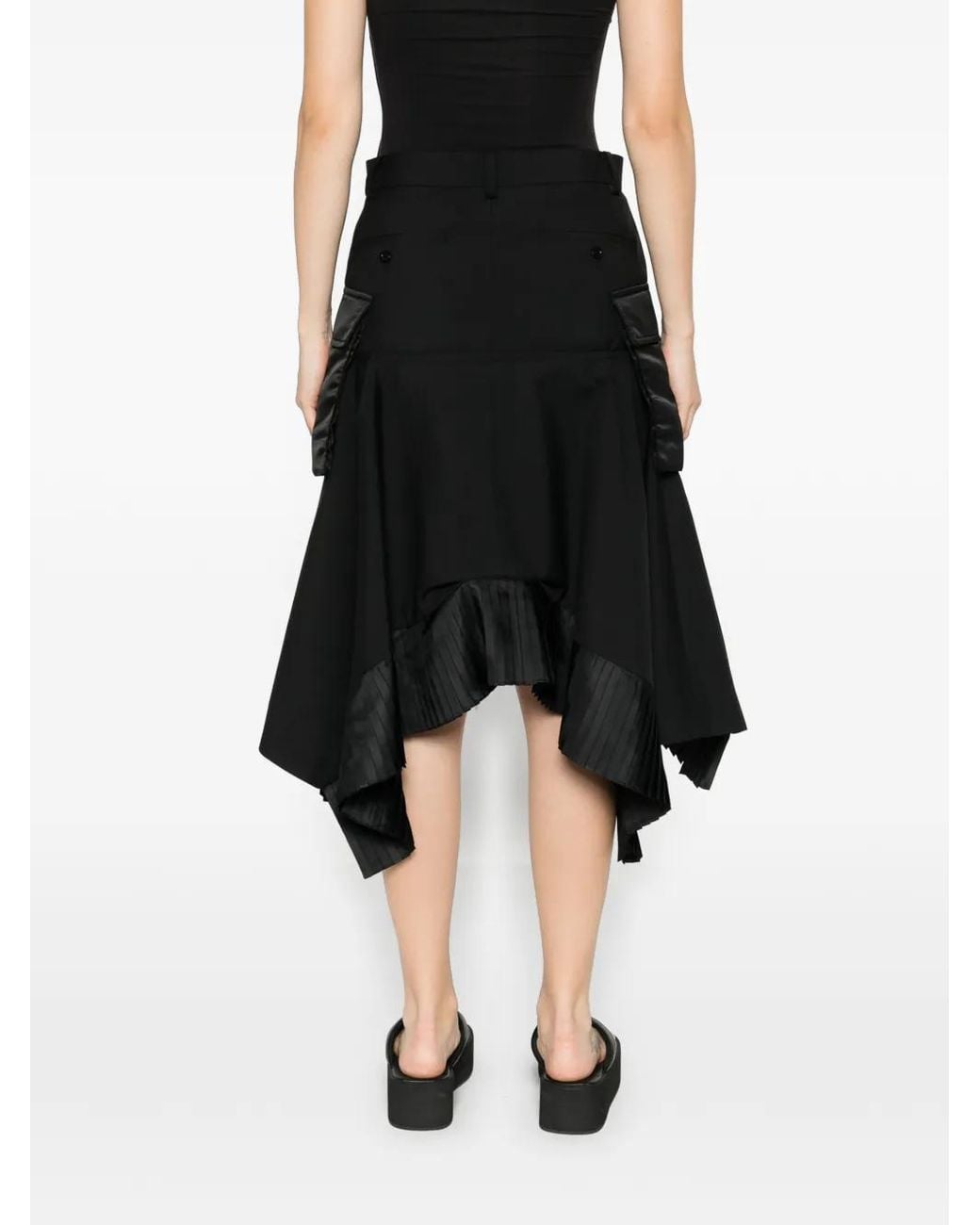 Sacai Black Cargo-Pocket Midi Skirt