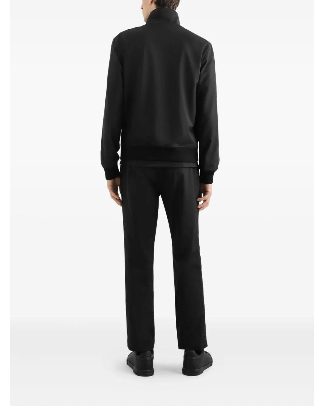 Dolce & Gabbana Black Logo-Patch Zip-Up Bomber Jacket for men