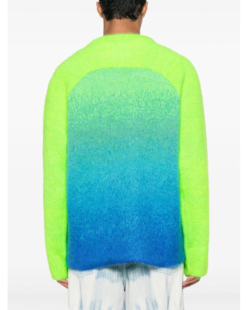 ERL Green Gradient Intarsia-Logo Jumper