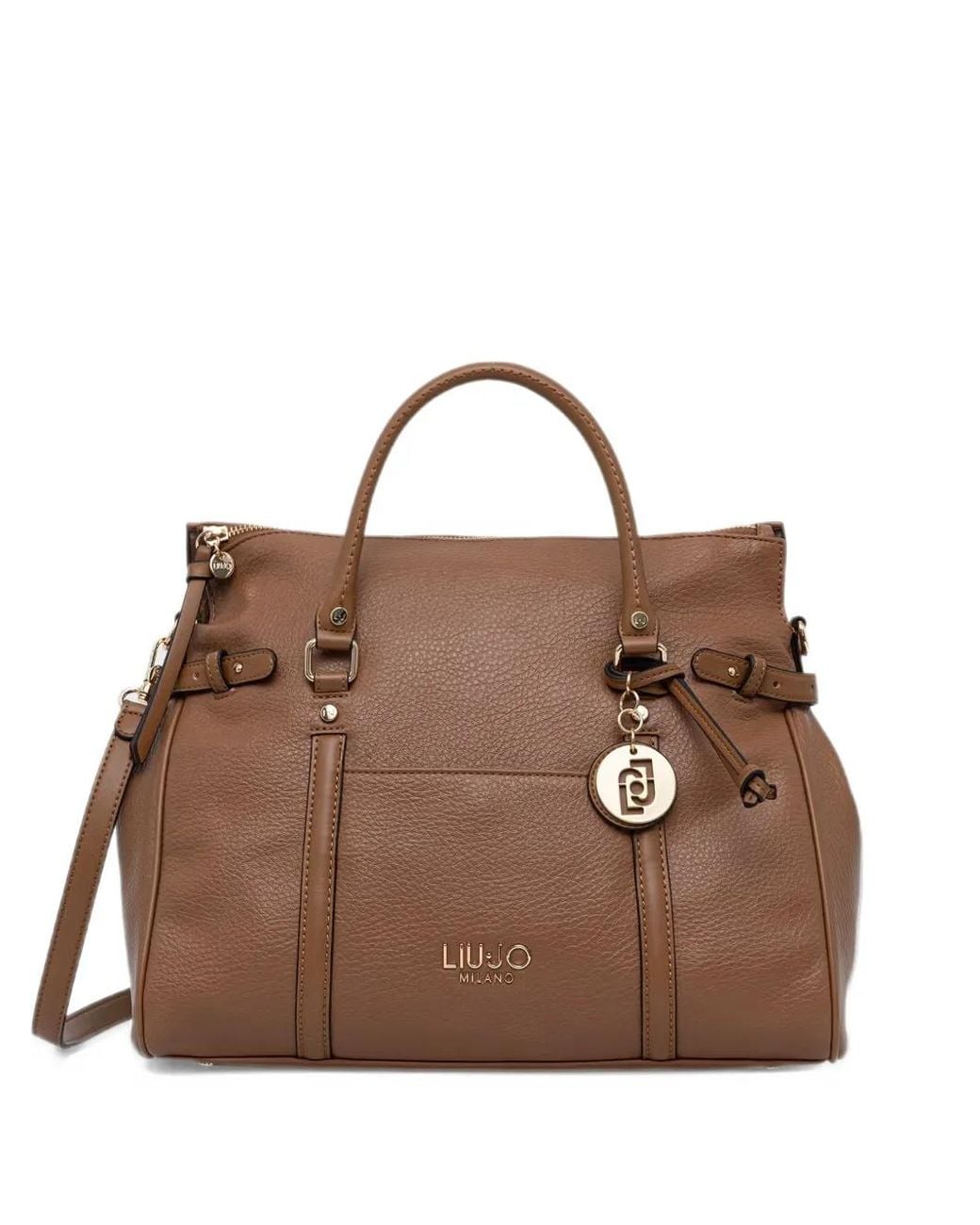 Liu Jo Brown Logo-Plaque Pebbled-Effect Tote Bag
