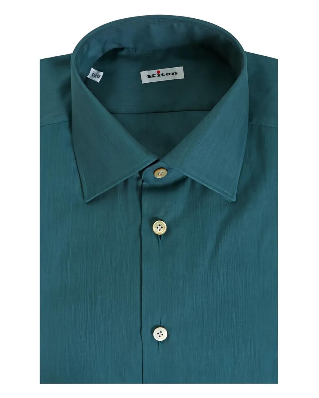 Kiton Green Button Cotton Shirt for men