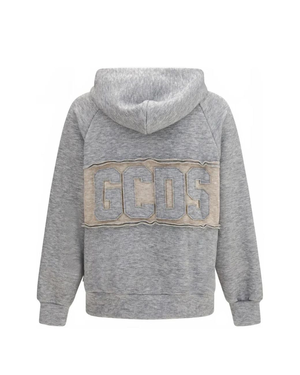 Gcds Gray Logo-Patch Hoodie for men
