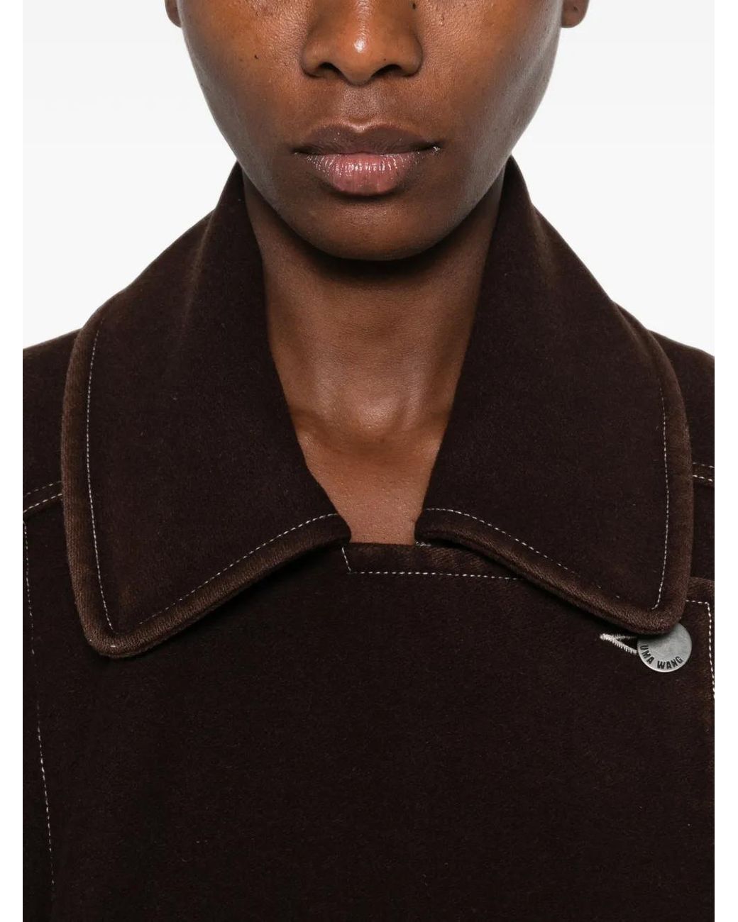 Uma Wang Black Kew Contrast-Stitch Oversized Jacket