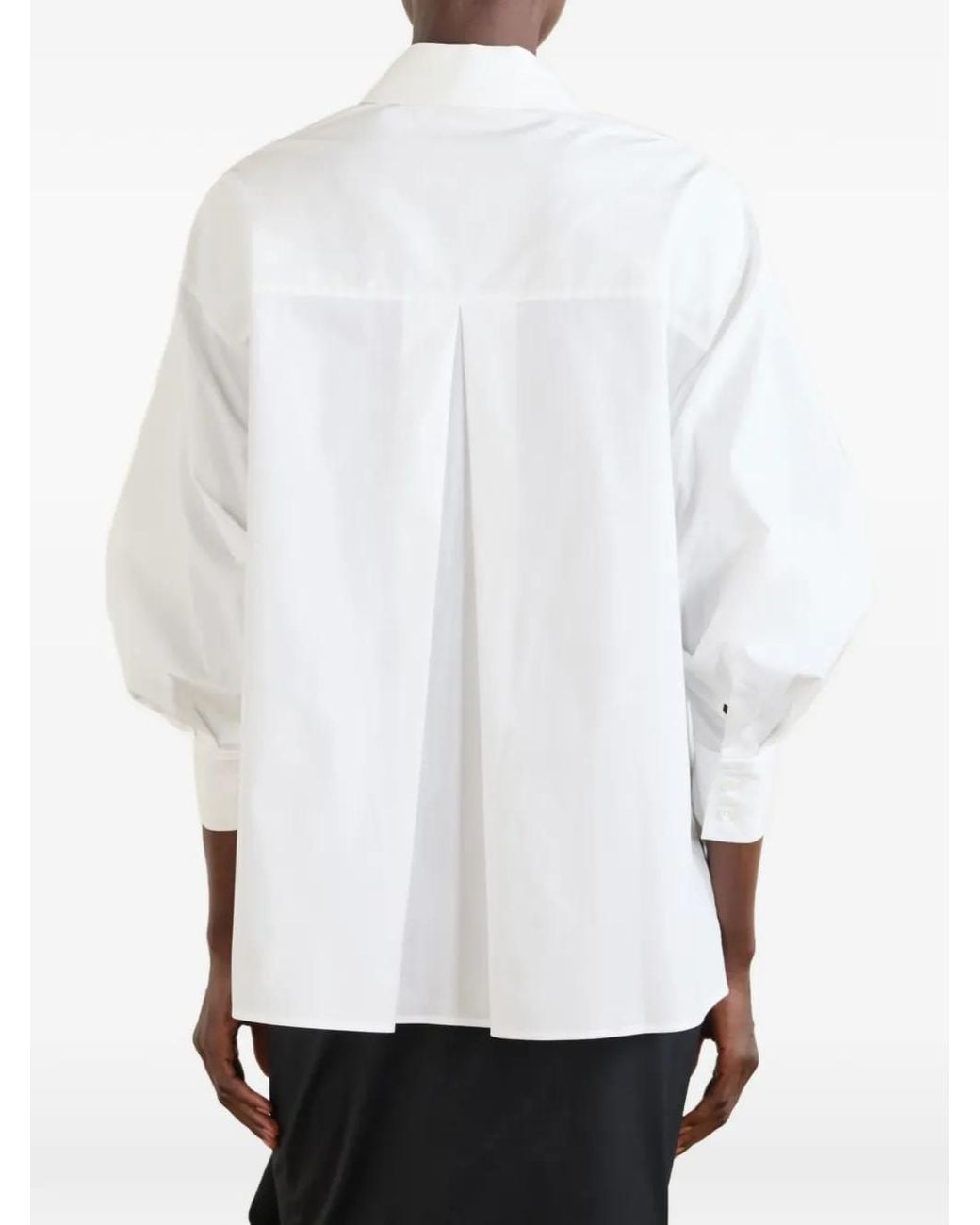 Carolina Herrera White Balloon-Sleeve Pleated-Back Shirt