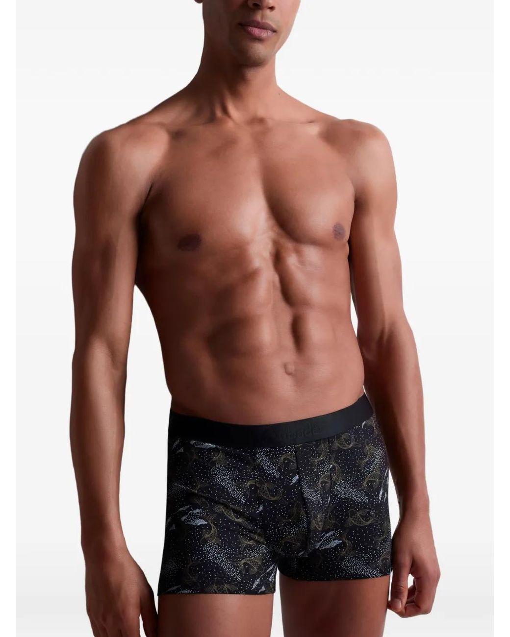 Aubade Black Koi-Print Trunks for men