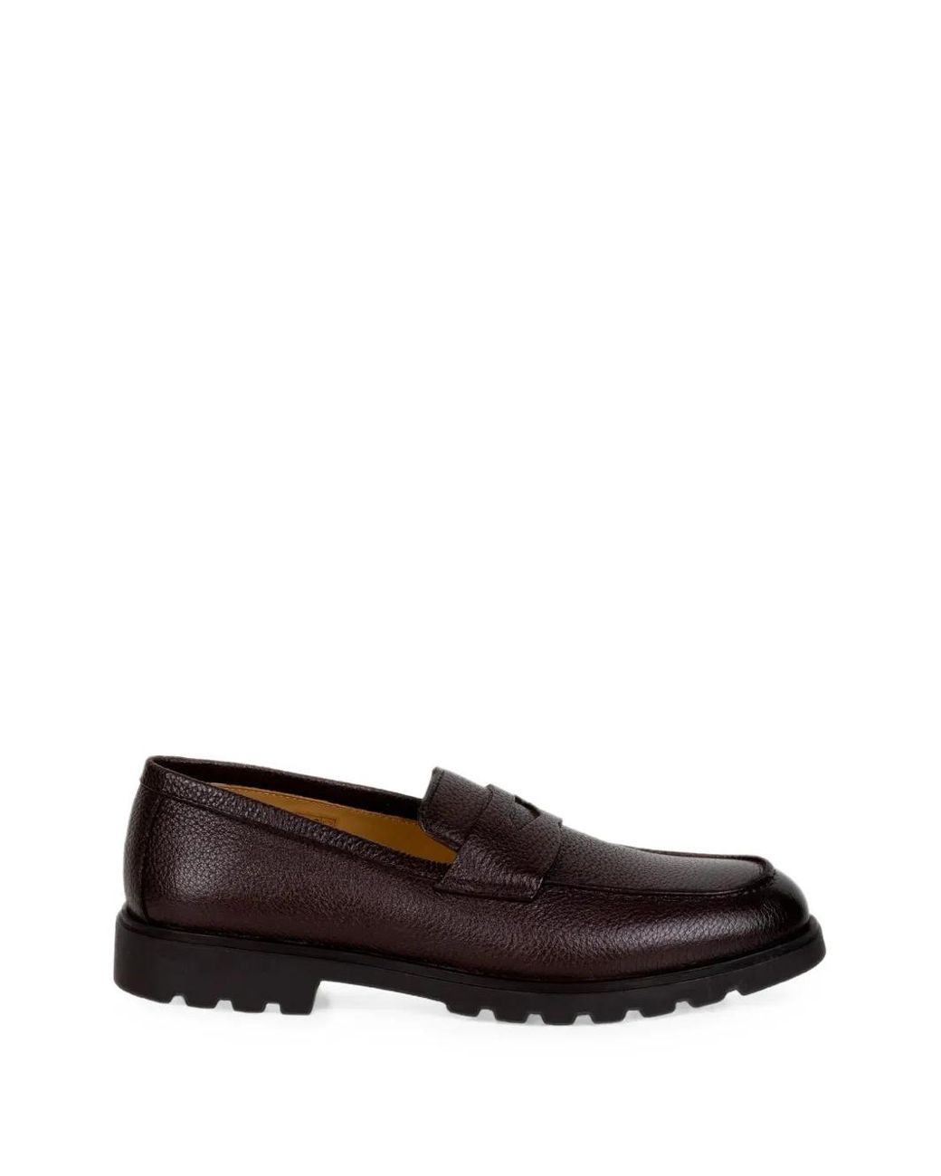 Henderson White Grainy Leather Penny Loafers for men