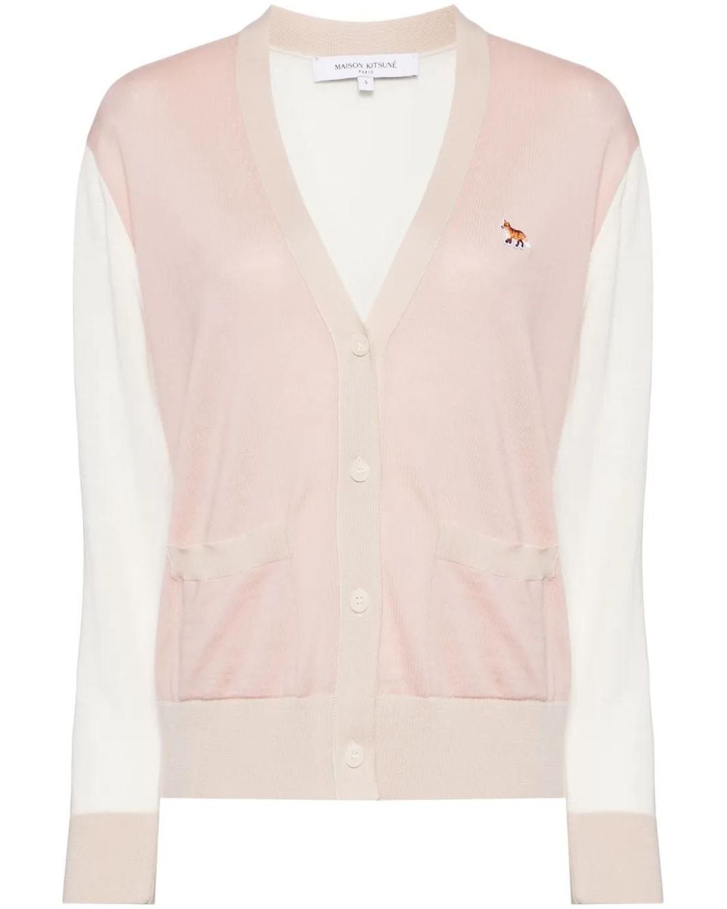 Maison Kitsuné Pink Embroidered Logo Cardigans