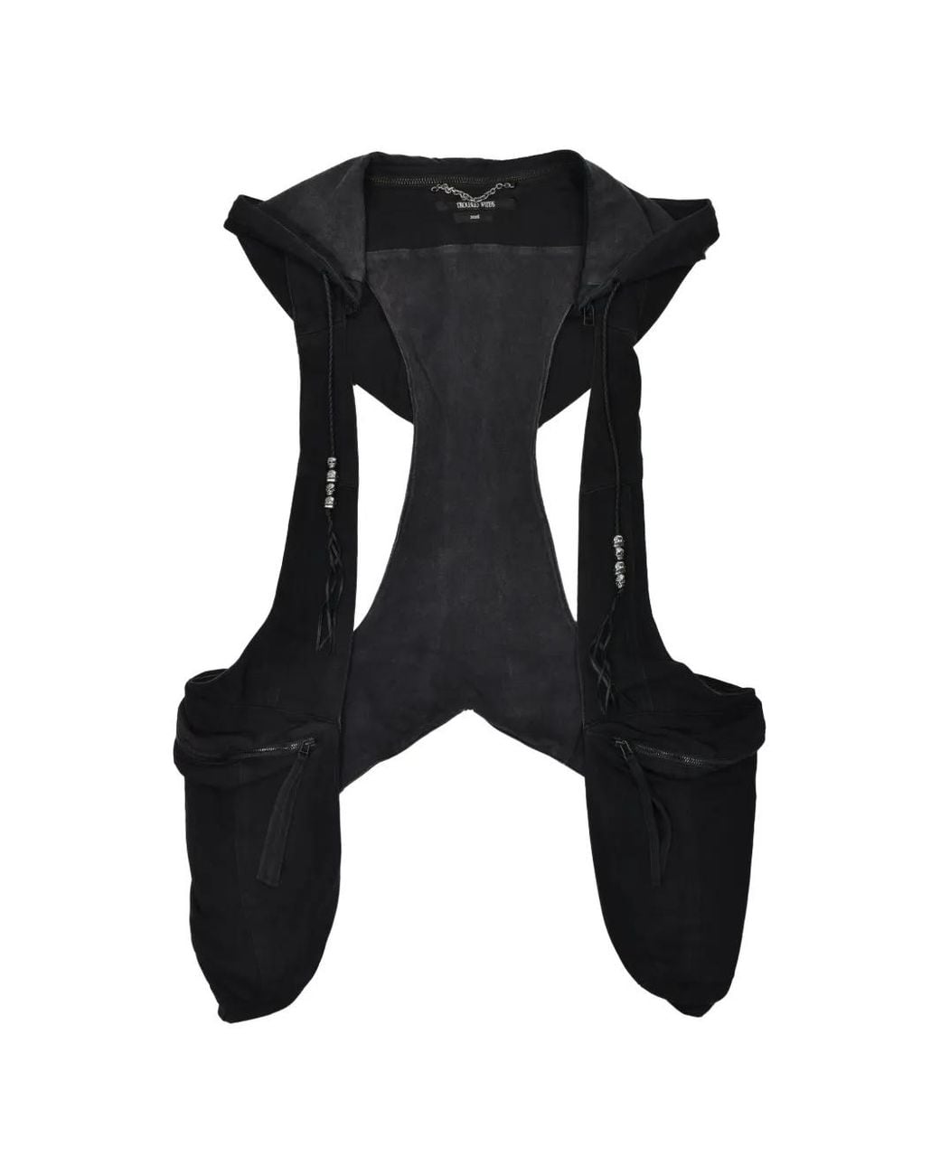 Troubled Waters Black Gilet Nomad Orné De Perles for men