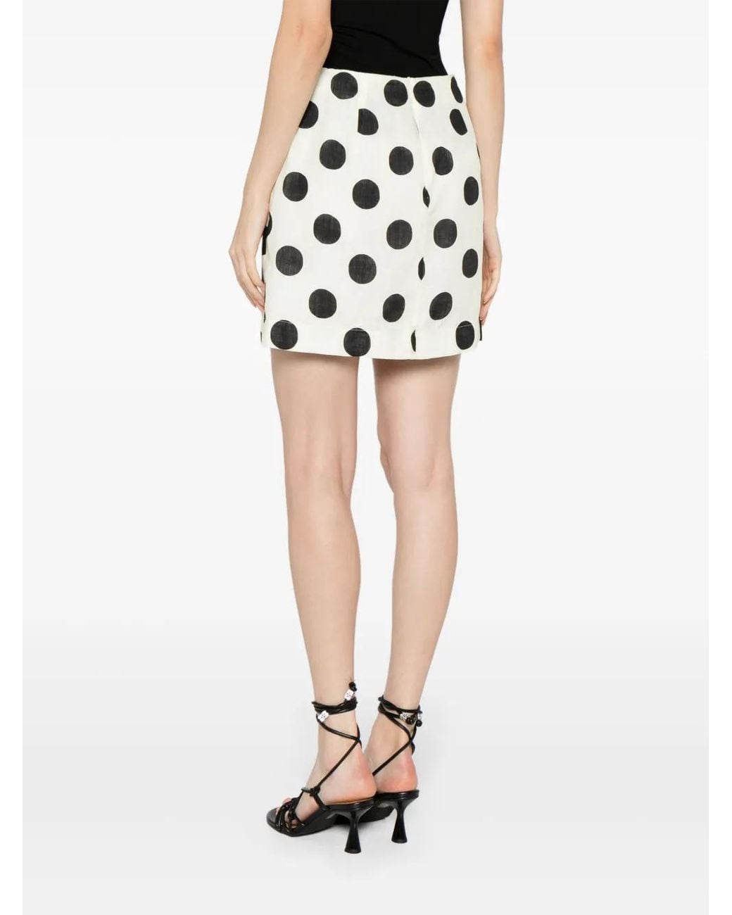 Cala De La Cruz Black Lulo Polka Dot-Print Linen Skirt