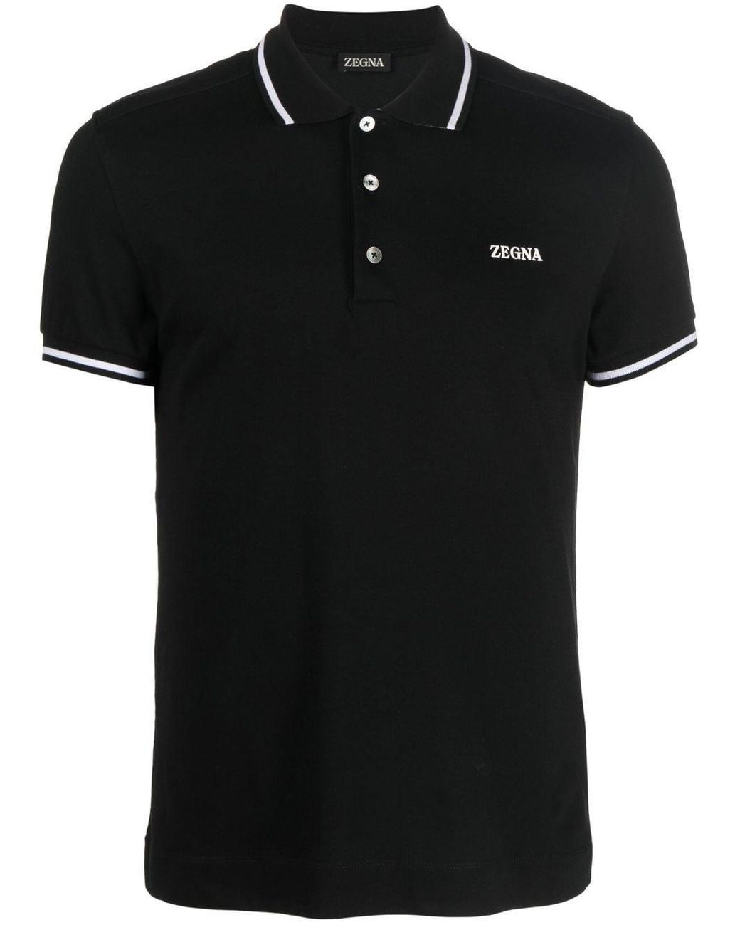 Z Zegna Logo-print Cotton Polo Shirt in Black for Men | Lyst Canada