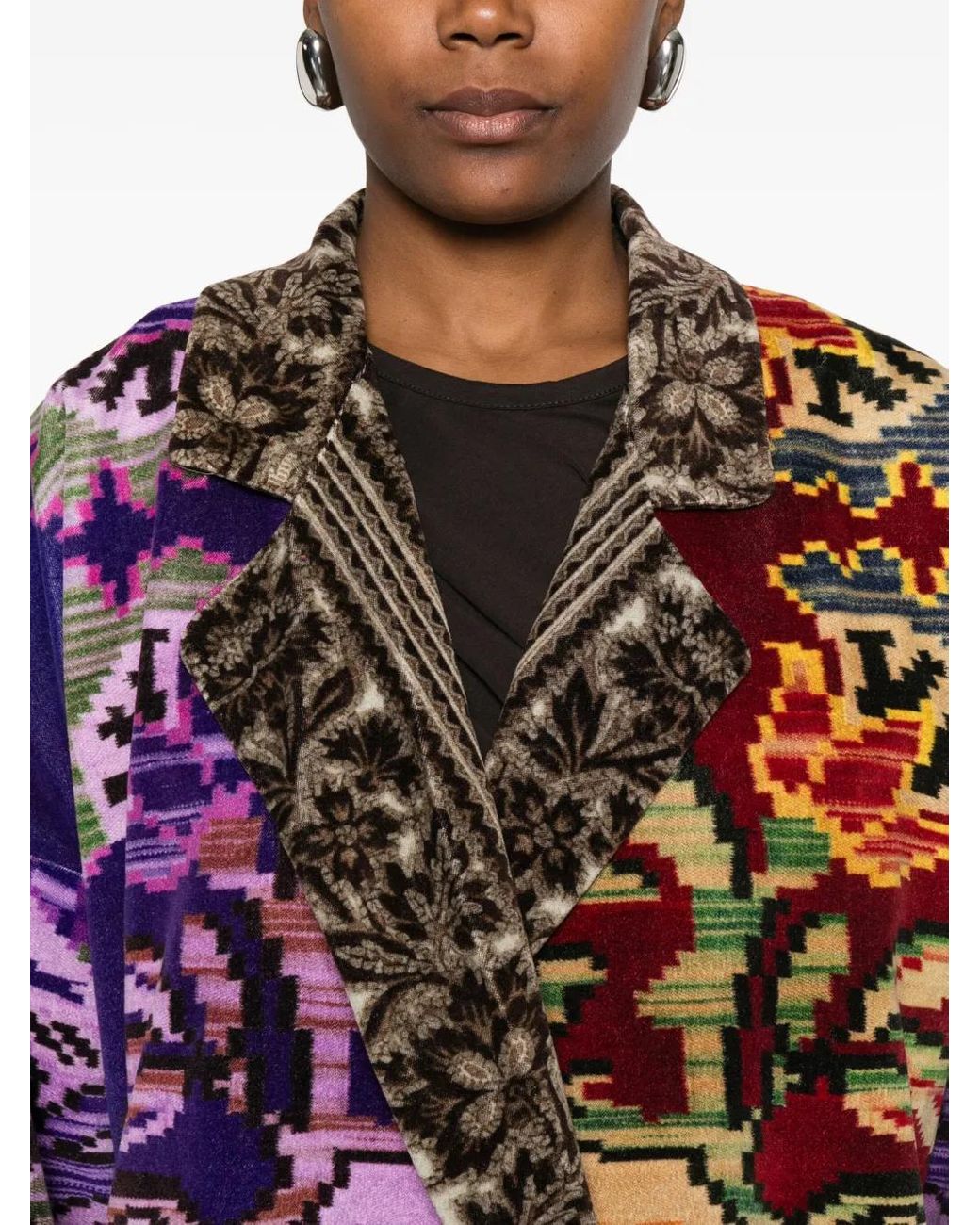 Pierre Louis Mascia Red Patchwork Floral Coat