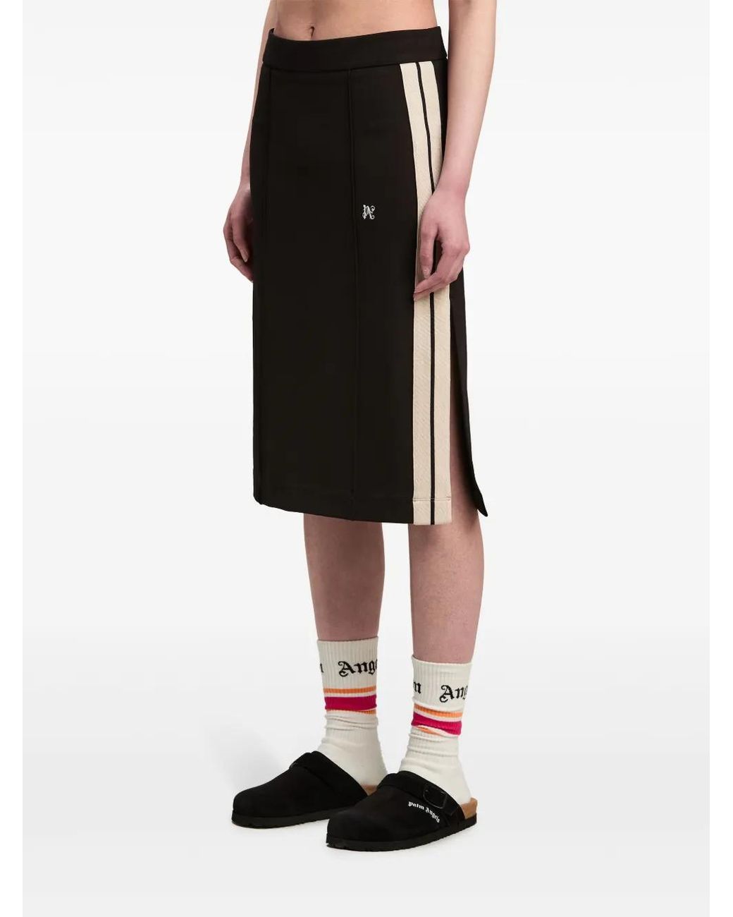 Palm Angels Black Monogram Midi Skirt